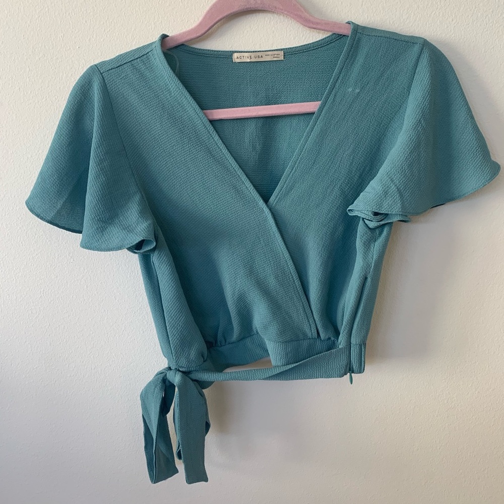 Turquoise Wrap Top